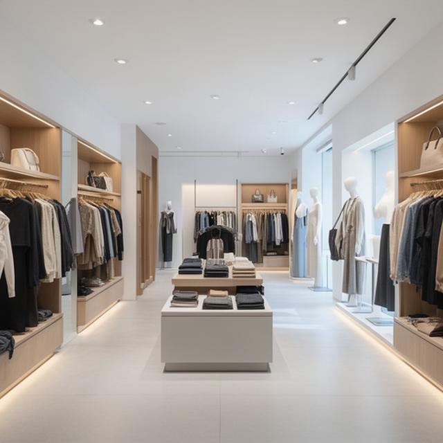 Interior de una tienda regional de moda con zonas de producto organizadas para mejorar la circulación